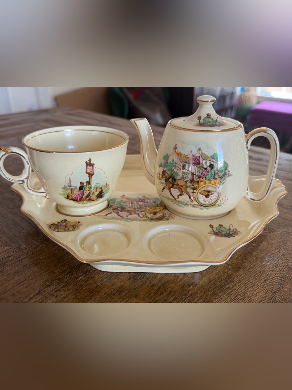 Vintage Royal Winton Grimwades ‘Coaching Scene’ Partial Breakfast Tea Set